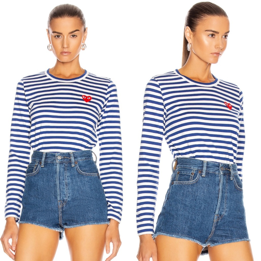 EUC!!! PLAY Comme Des Garçons Striped heart shirt